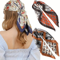 Boho Paisley Print Turban Scarf Silk Headdress Women Girls Hair Accessories