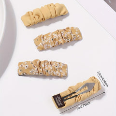 4pcs Floral Pleated Fabric Hair Clips for Women Girls