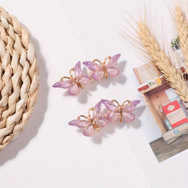 Gradient Butterfly Hair Clip Resin Duck Bill Clip for Side Hair Bangs Braids