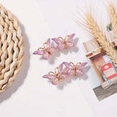 Gradient Butterfly Hair Clip Resin Duck Bill Clip for Side Hair Bangs Braids