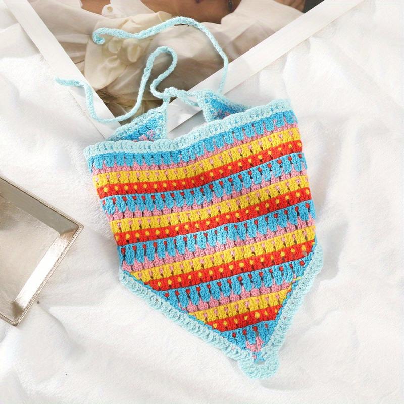 Boho Crochet Flower Bandana Colorful Hair Headscarf Turban