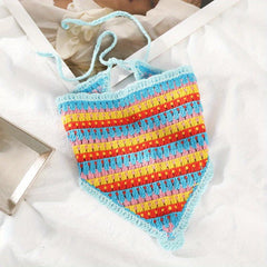 Boho Crochet Flower Bandana Colorful Hair Headscarf Turban