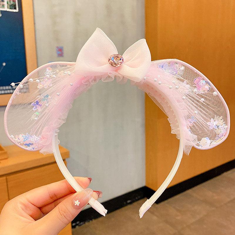 Pink Spring Princess Headband Rabbit Ears Non-slip Girls Hair Accessories