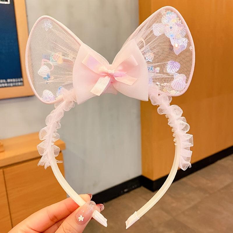 Pink Spring Princess Headband Rabbit Ears Non-slip Girls Hair Accessories