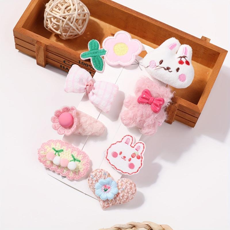 Plush Cartoon Rabbit Flower Hair Clip For Girls Baby