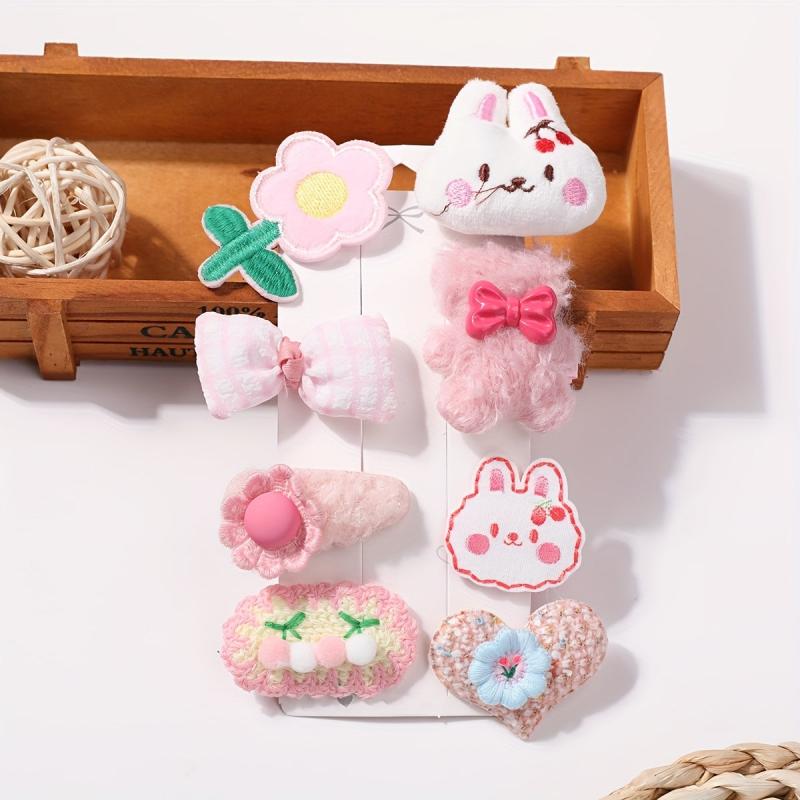 Plush Cartoon Rabbit Flower Hair Clip For Girls Baby