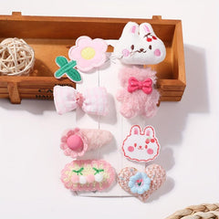 Plush Cartoon Rabbit Flower Hair Clip For Girls Baby