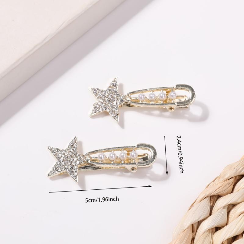 2pcs Rhinestone Star Hair Clips for Women Girls
