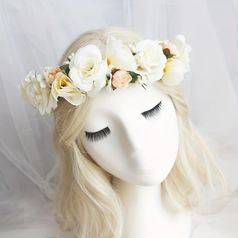 Boho Flower Leaf Berry Wreath Headband for Party Wedding