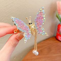 Metal Butterfly Hair Clips Glitter Hairpin Rhinestone Long Hair Clip