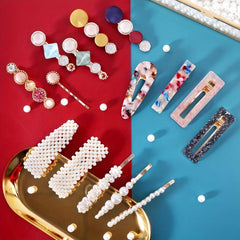 Faux Pearl Acrylic Aci Hair Clip Set for Women