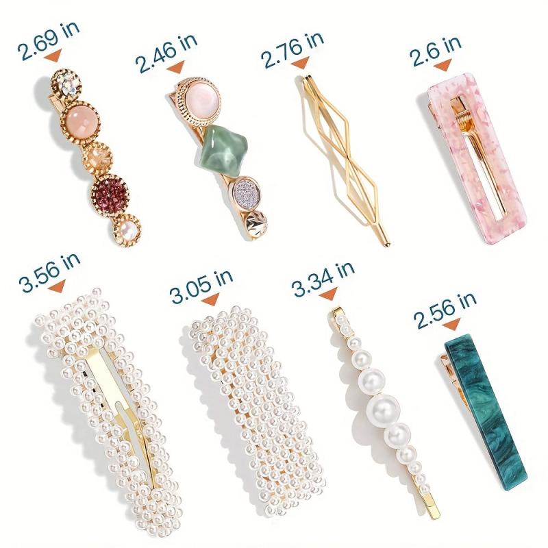 Faux Pearl Acrylic Aci Hair Clip Set for Women