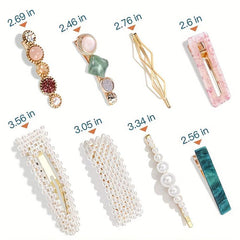Faux Pearl Acrylic Aci Hair Clip Set for Women