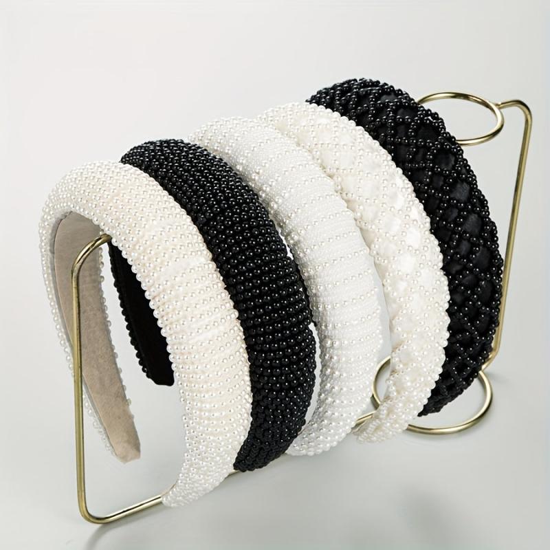 Faux Pearl Head Hoop Sponge Headband Hair Band Seamless
