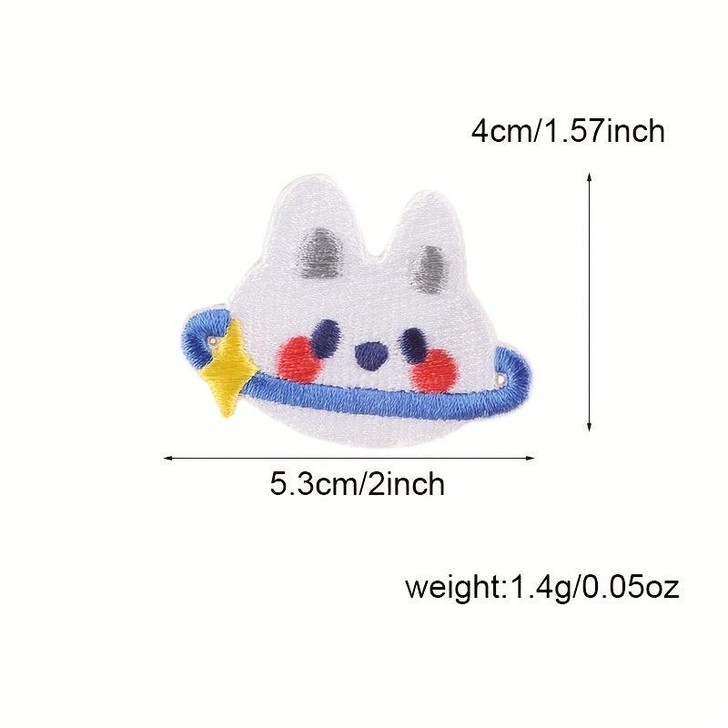 5pcs Rabbit And Cloud Embroidered Patch Stickers Self adhesive Fabric Stickers