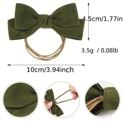 Leather Bow Hair Tie Elastic Ponytail Holder Hair Accessories