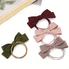 Leather Bow Hair Tie Elastic Ponytail Holder Hair Accessories