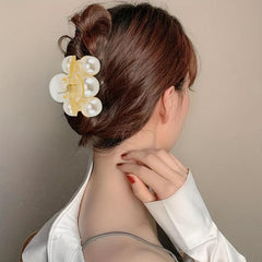 4PCS Faux Pearl Hair Claw Strong Hold Hair Jaw Clips Big Hair Clips Nonslip