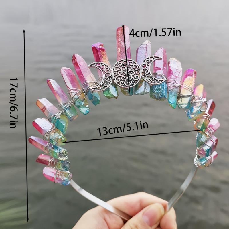 Moon Crystal Crown Tiara Celestial Wedding Crown Magical Headpiece
