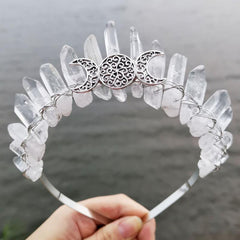 Moon Crystal Crown Tiara Celestial Wedding Crown Magical Headpiece