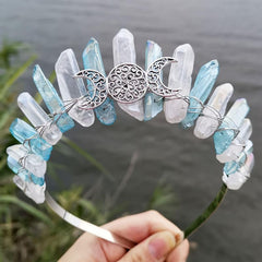 Moon Crystal Crown Tiara Celestial Wedding Crown Magical Headpiece