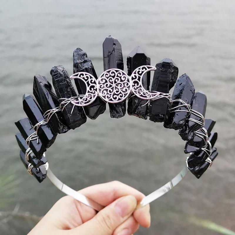 Moon Crystal Crown Tiara Celestial Wedding Crown Magical Headpiece
