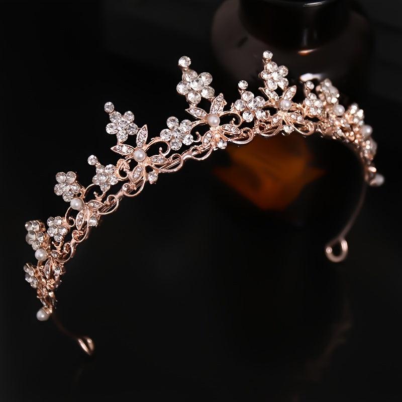 Vintage Golden Bride Queen Crown Princess Headwear Rhinestone Headband