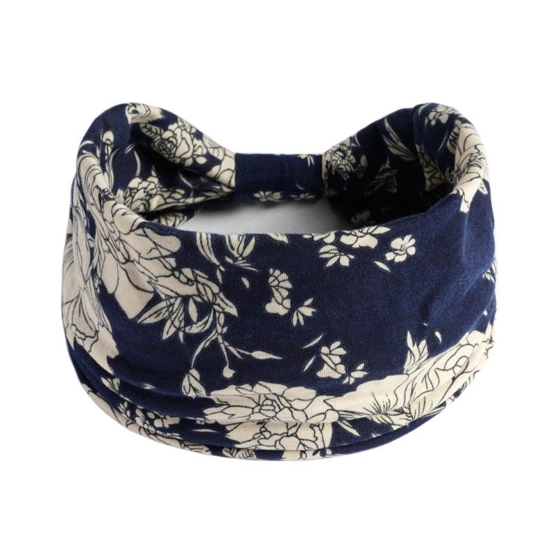 Flower Print Wide Headband Elastic Hairband For Yoga Fitness