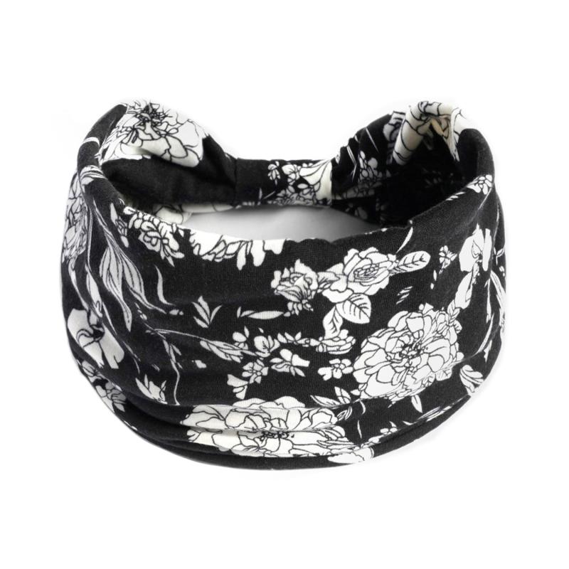 Flower Print Wide Headband Elastic Hairband For Yoga Fitness
