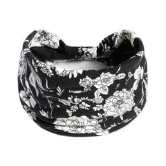 Flower Print Wide Headband Elastic Hairband For Yoga Fitness