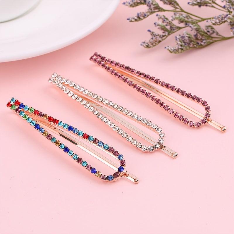 Crystal Hairpin Geometric Edge Clip Hair Accessories