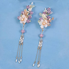 2PCS Vintage Hair Clip Chinese Style Hair Clip With Beads Tassel