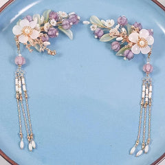 2PCS Vintage Hair Clip Chinese Style Hair Clip With Beads Tassel