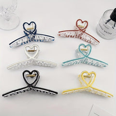 Heart Shape Cross Hair Claw Shark Claw Enamel Hair Clip