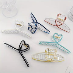 Heart Shape Cross Hair Claw Shark Claw Enamel Hair Clip