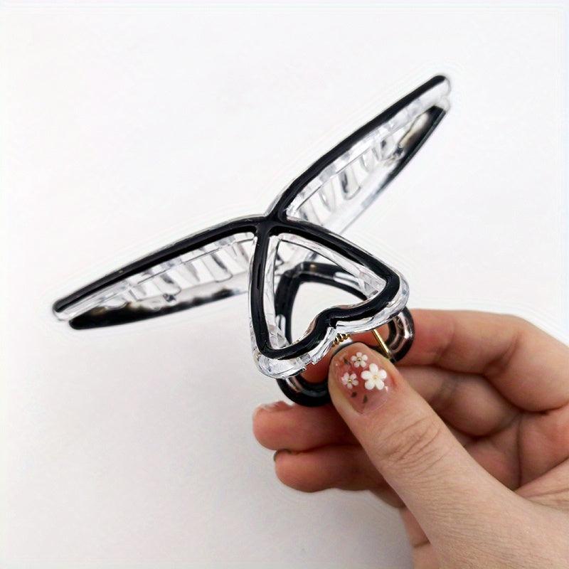 Heart Shape Cross Hair Claw Shark Claw Enamel Hair Clip