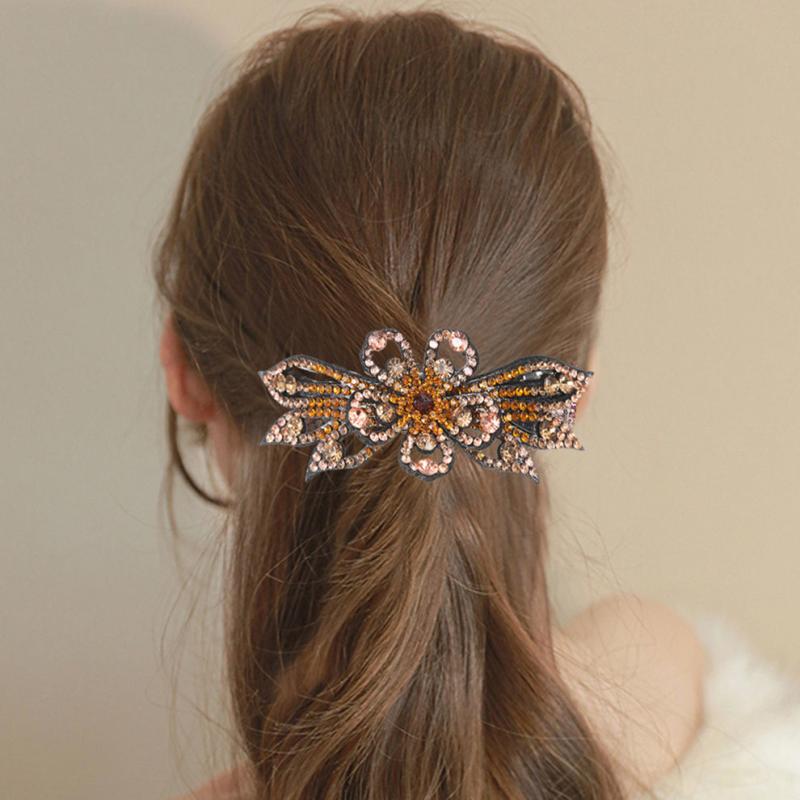 Rhinestone Flower Hair Clip French Barrette Headwear
