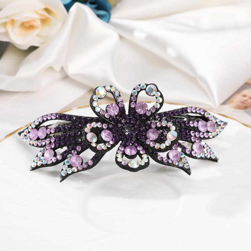 Rhinestone Flower Hair Clip French Barrette Headwear
