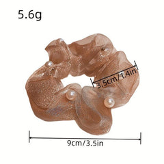 Pearl Organza Scrunchies Hair Tie Style Hair Rope Ponytail Holder