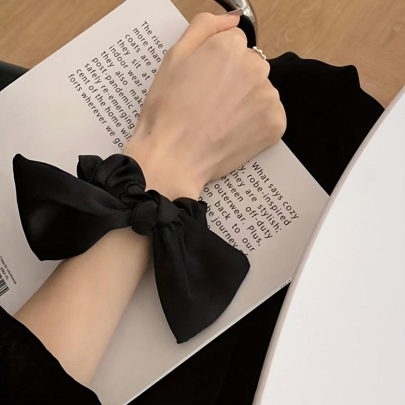Solid Bow Hair Tie Elastic Scrunchie Ponytail Hair Rope
