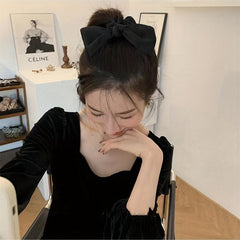 Solid Bow Hair Tie Elastic Scrunchie Ponytail Hair Rope