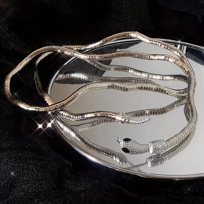 Retro Snake Headband & Moon Necklace Set