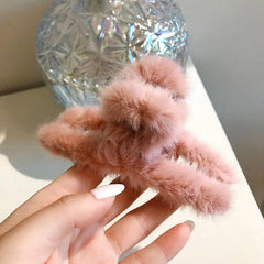 Fluffy Plush Hair Claw Clips Strong Hold Hairpins Winter Hair Accessories