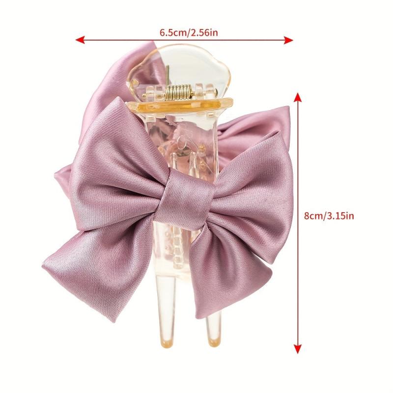 Fabric Ribbon Bow Hair Claw Clip Large Duck Billed Clip