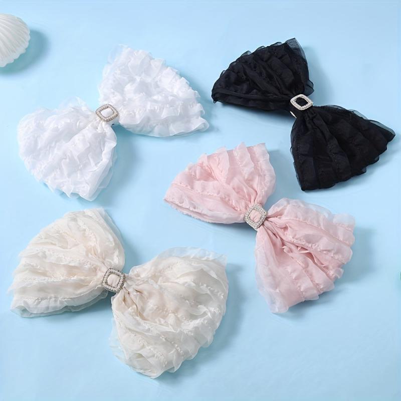 Sweet Fabric Bowknot Hair Clip for Side Hair Bun
