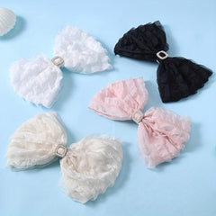 Sweet Fabric Bowknot Hair Clip for Side Hair Bun