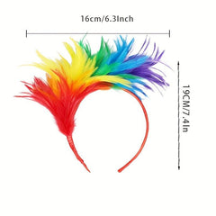 Rainbow Faux Feather Headband Women Girls Birthday Party Hair Accessories
