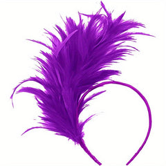 Rainbow Faux Feather Headband Women Girls Birthday Party Hair Accessories
