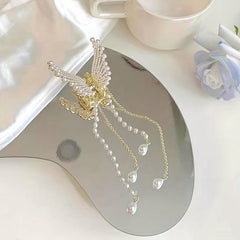 Women Tassel Hair Claw Pearl Decor Jaw Claw Hair Accessories