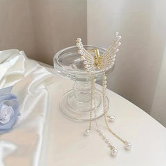 Women Tassel Hair Claw Pearl Decor Jaw Claw Hair Accessories
